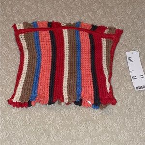 Multi color knit strapless crop top